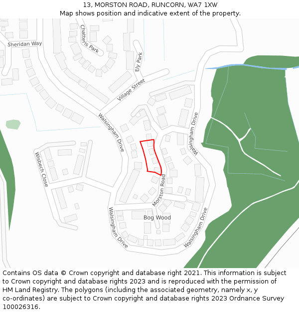 13, MORSTON ROAD, RUNCORN, WA7 1XW: Location map and indicative extent of plot
