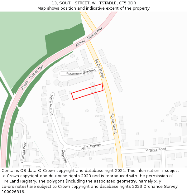 13, SOUTH STREET, WHITSTABLE, CT5 3DR: Location map and indicative extent of plot