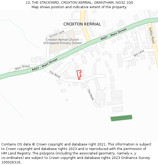 13, THE STACKYARD, CROXTON KERRIAL, GRANTHAM, NG32 1QS: Location map and indicative extent of plot