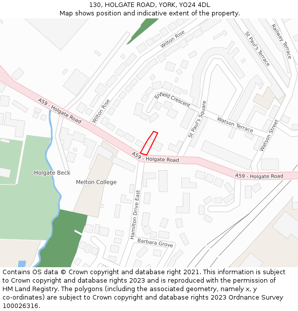 130, HOLGATE ROAD, YORK, YO24 4DL: Location map and indicative extent of plot