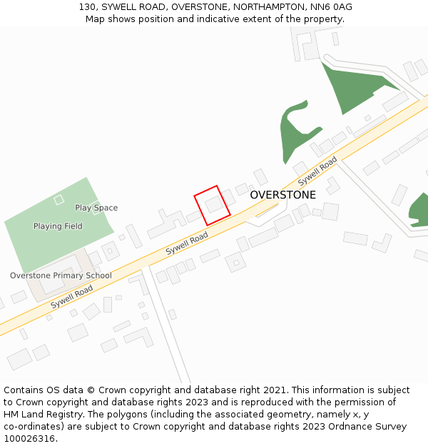 130, SYWELL ROAD, OVERSTONE, NORTHAMPTON, NN6 0AG: Location map and indicative extent of plot