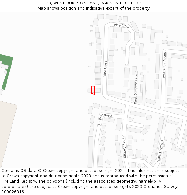 133, WEST DUMPTON LANE, RAMSGATE, CT11 7BH: Location map and indicative extent of plot