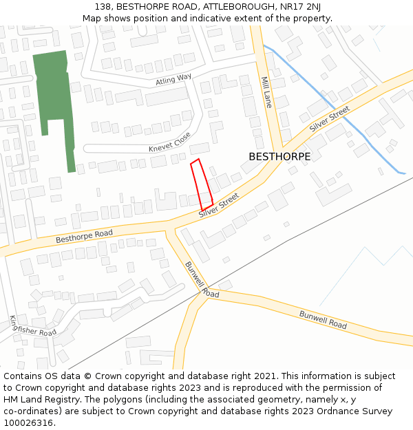 138, BESTHORPE ROAD, ATTLEBOROUGH, NR17 2NJ: Location map and indicative extent of plot