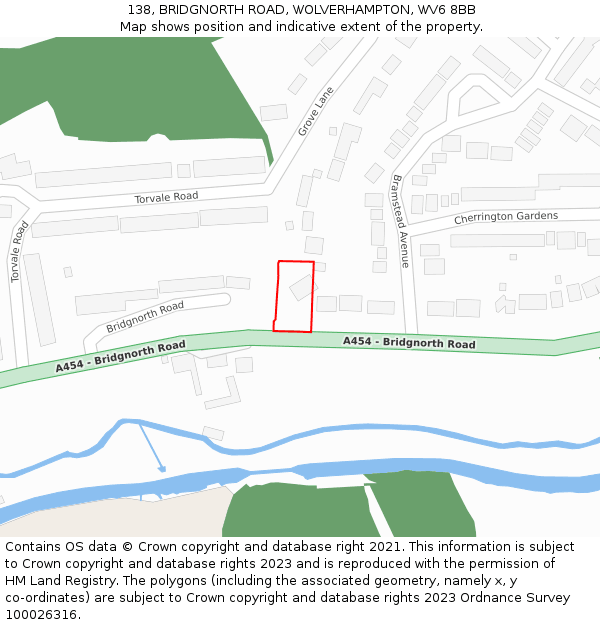 138, BRIDGNORTH ROAD, WOLVERHAMPTON, WV6 8BB: Location map and indicative extent of plot