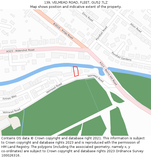 139, VELMEAD ROAD, FLEET, GU52 7LZ: Location map and indicative extent of plot