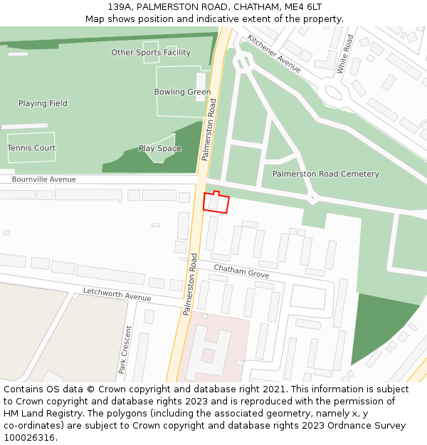 139A, PALMERSTON ROAD, CHATHAM, ME4 6LT: Location map and indicative extent of plot