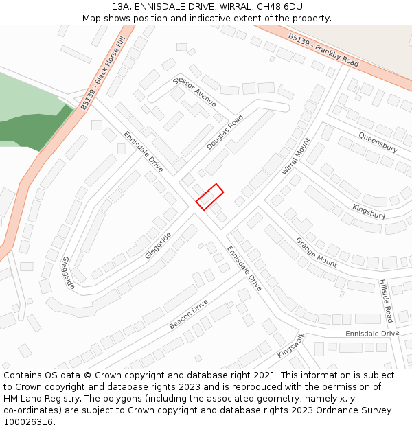 13A, ENNISDALE DRIVE, WIRRAL, CH48 6DU: Location map and indicative extent of plot