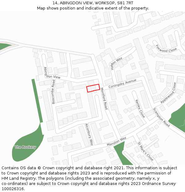 14, ABINGDON VIEW, WORKSOP, S81 7RT: Location map and indicative extent of plot