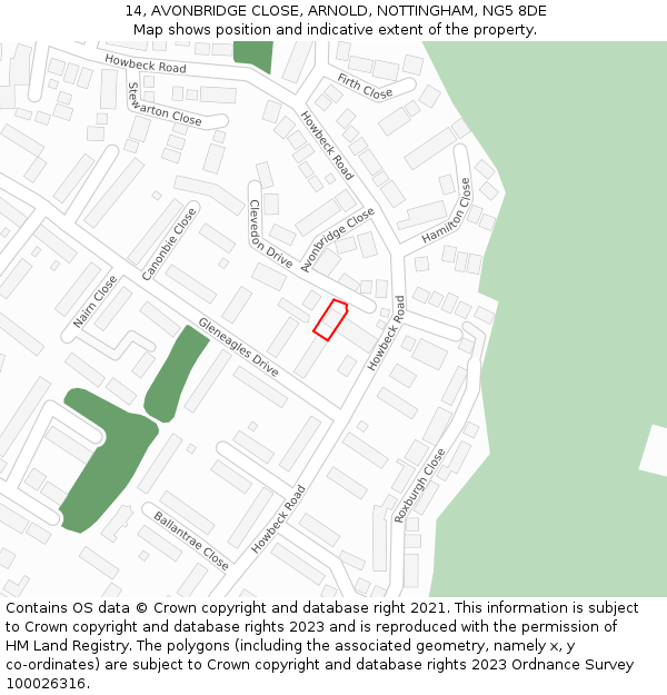 14, AVONBRIDGE CLOSE, ARNOLD, NOTTINGHAM, NG5 8DE: Location map and indicative extent of plot