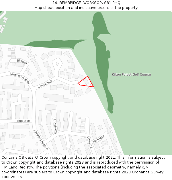 14, BEMBRIDGE, WORKSOP, S81 0HQ: Location map and indicative extent of plot