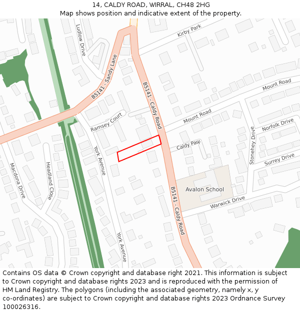 14, CALDY ROAD, WIRRAL, CH48 2HG: Location map and indicative extent of plot