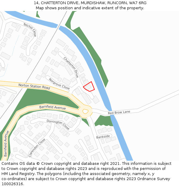 14, CHATTERTON DRIVE, MURDISHAW, RUNCORN, WA7 6RG: Location map and indicative extent of plot