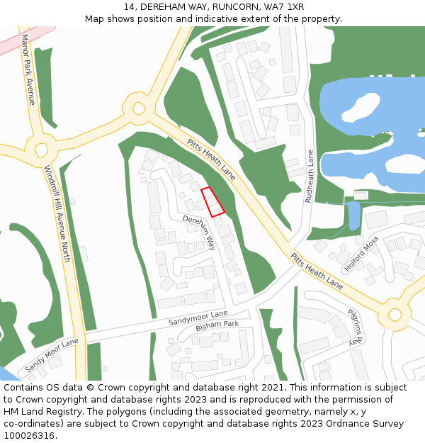 14, DEREHAM WAY, RUNCORN, WA7 1XR: Location map and indicative extent of plot