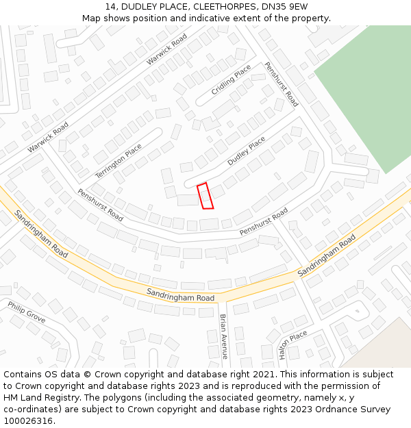 14, DUDLEY PLACE, CLEETHORPES, DN35 9EW: Location map and indicative extent of plot