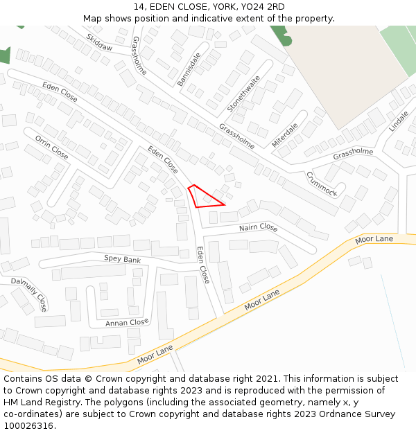 14, EDEN CLOSE, YORK, YO24 2RD: Location map and indicative extent of plot