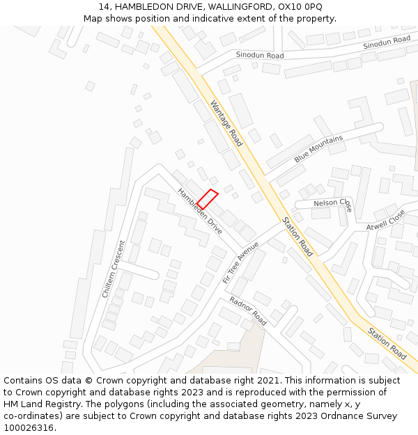 14, HAMBLEDON DRIVE, WALLINGFORD, OX10 0PQ: Location map and indicative extent of plot