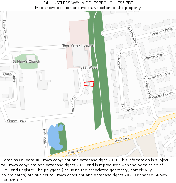 14, HUSTLERS WAY, MIDDLESBROUGH, TS5 7DT: Location map and indicative extent of plot