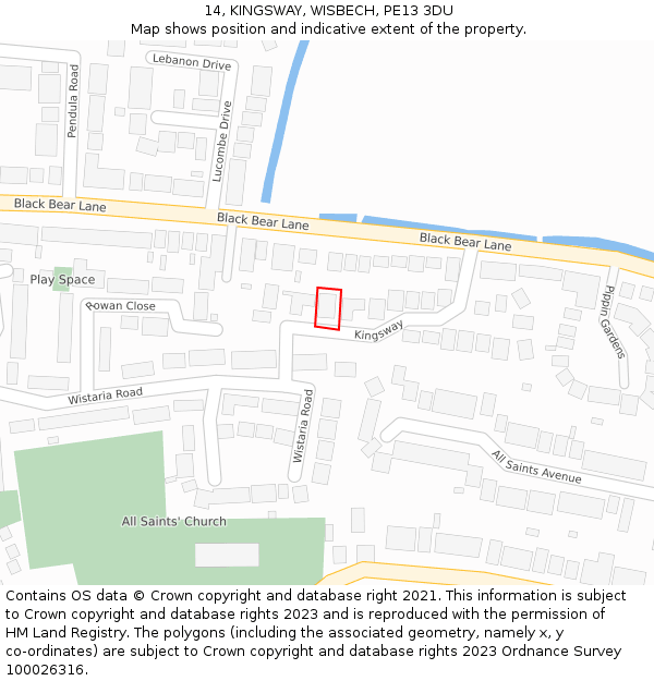 14, KINGSWAY, WISBECH, PE13 3DU: Location map and indicative extent of plot