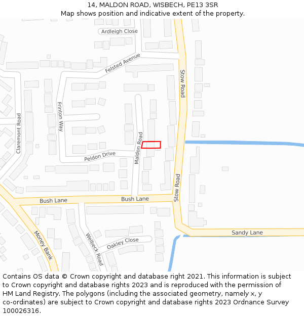 14, MALDON ROAD, WISBECH, PE13 3SR: Location map and indicative extent of plot