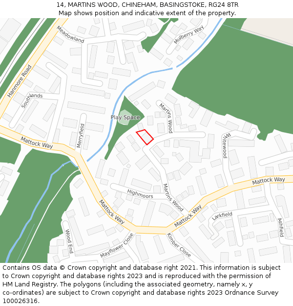 14, MARTINS WOOD, CHINEHAM, BASINGSTOKE, RG24 8TR: Location map and indicative extent of plot