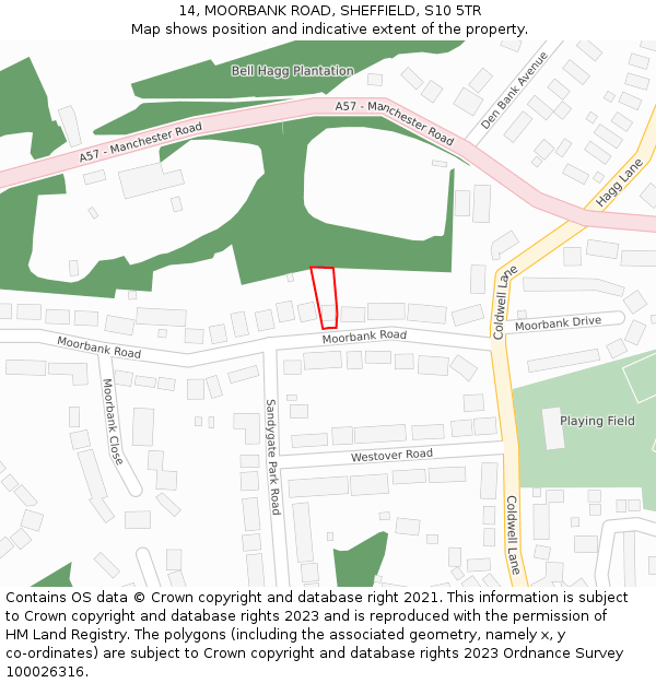 14, MOORBANK ROAD, SHEFFIELD, S10 5TR: Location map and indicative extent of plot