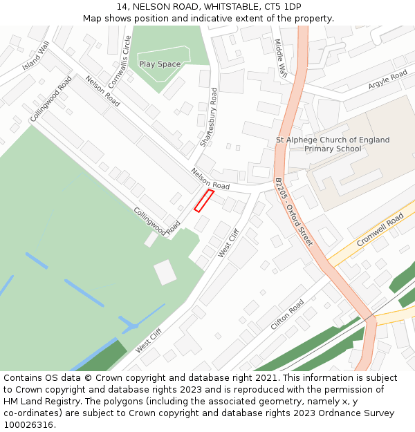 14, NELSON ROAD, WHITSTABLE, CT5 1DP: Location map and indicative extent of plot