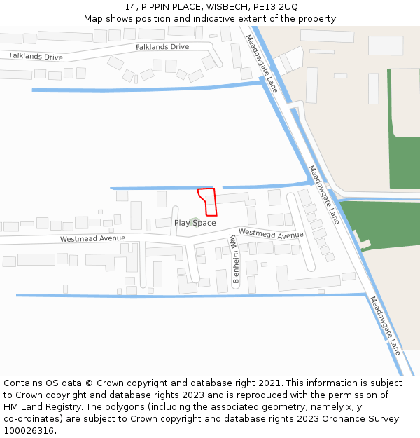 14, PIPPIN PLACE, WISBECH, PE13 2UQ: Location map and indicative extent of plot