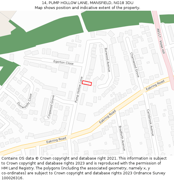 14, PUMP HOLLOW LANE, MANSFIELD, NG18 3DU: Location map and indicative extent of plot