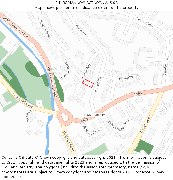 14, ROMAN WAY, WELWYN, AL6 9RJ: Location map and indicative extent of plot