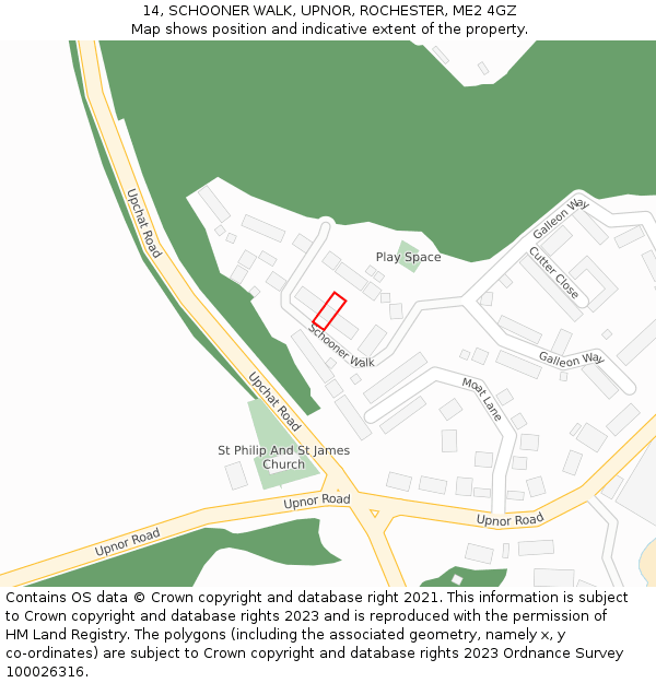 14, SCHOONER WALK, UPNOR, ROCHESTER, ME2 4GZ: Location map and indicative extent of plot