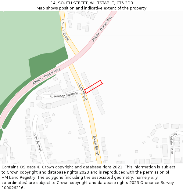 14, SOUTH STREET, WHITSTABLE, CT5 3DR: Location map and indicative extent of plot