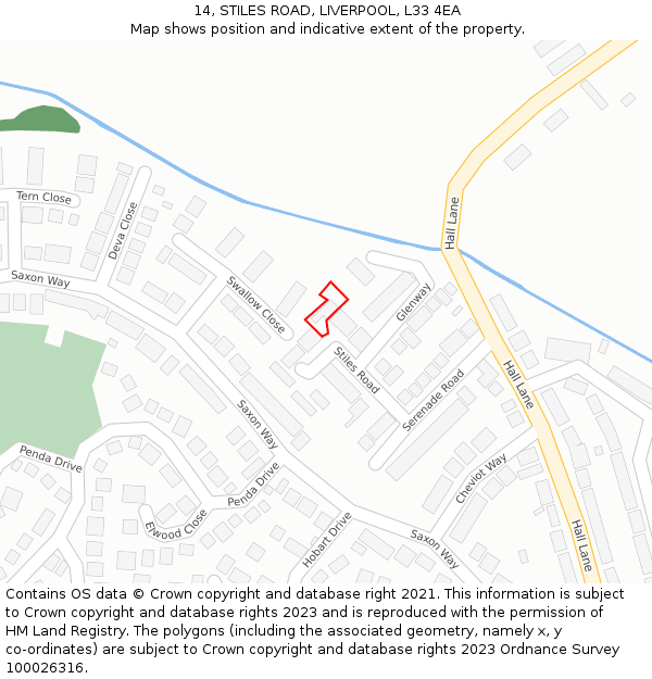 14, STILES ROAD, LIVERPOOL, L33 4EA: Location map and indicative extent of plot