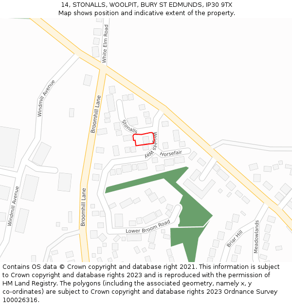 14, STONALLS, WOOLPIT, BURY ST EDMUNDS, IP30 9TX: Location map and indicative extent of plot