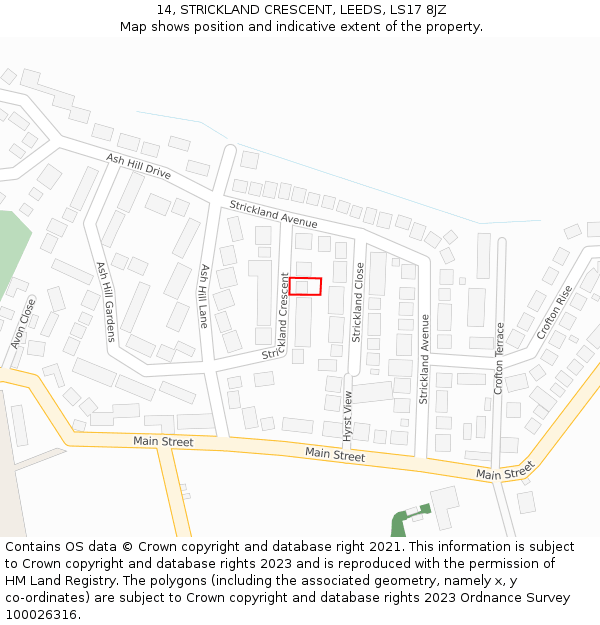 14, STRICKLAND CRESCENT, LEEDS, LS17 8JZ: Location map and indicative extent of plot