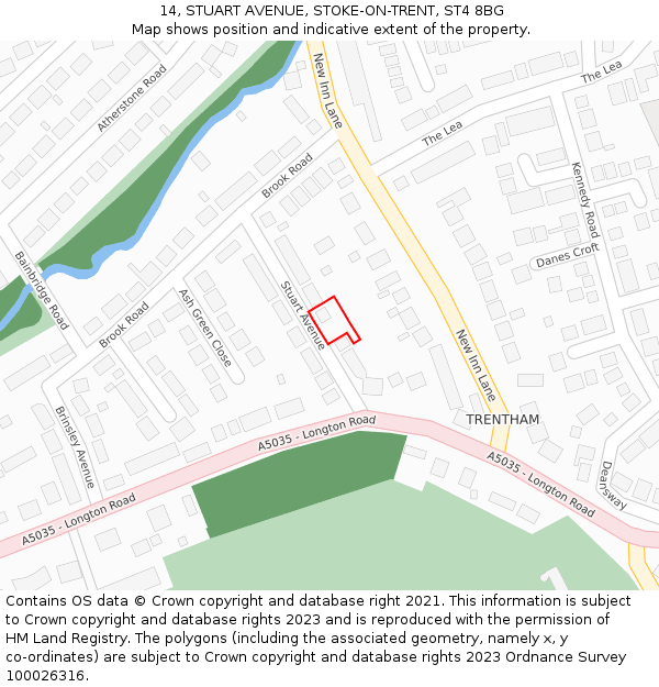 14, STUART AVENUE, STOKE-ON-TRENT, ST4 8BG: Location map and indicative extent of plot