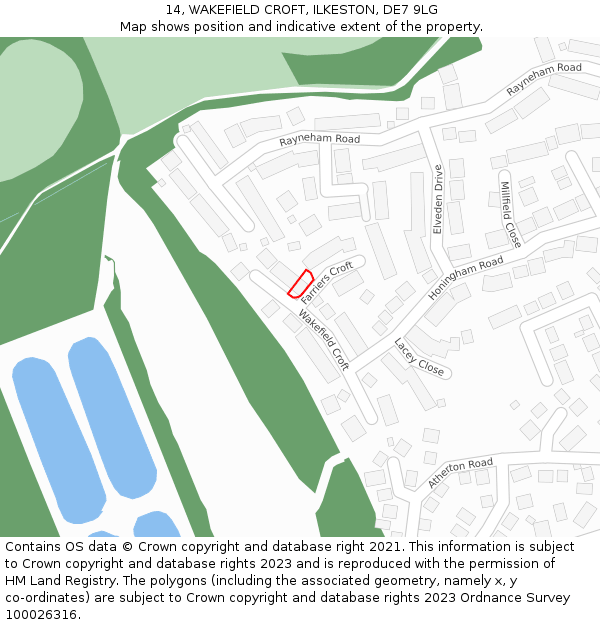 14, WAKEFIELD CROFT, ILKESTON, DE7 9LG: Location map and indicative extent of plot