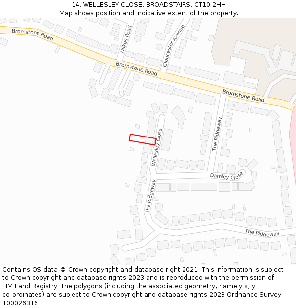 14, WELLESLEY CLOSE, BROADSTAIRS, CT10 2HH: Location map and indicative extent of plot