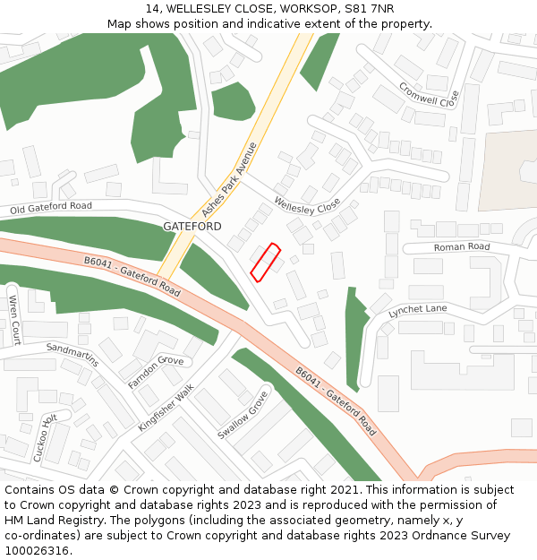 14, WELLESLEY CLOSE, WORKSOP, S81 7NR: Location map and indicative extent of plot