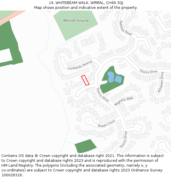 14, WHITEBEAM WALK, WIRRAL, CH49 3QJ: Location map and indicative extent of plot