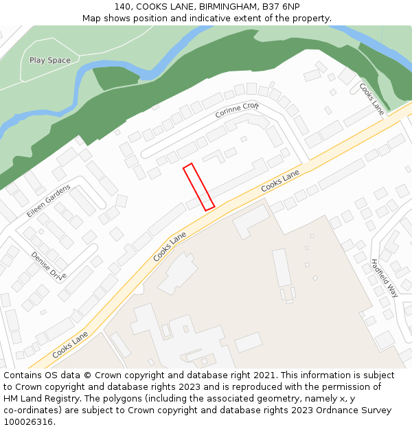 140, COOKS LANE, BIRMINGHAM, B37 6NP: Location map and indicative extent of plot