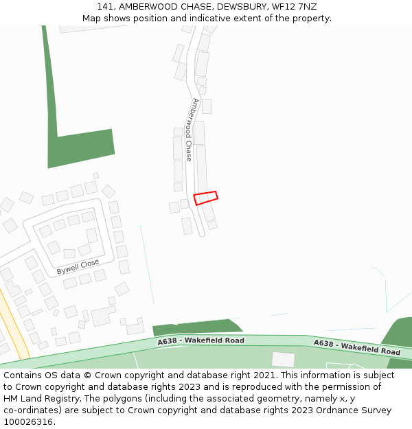 141, AMBERWOOD CHASE, DEWSBURY, WF12 7NZ: Location map and indicative extent of plot