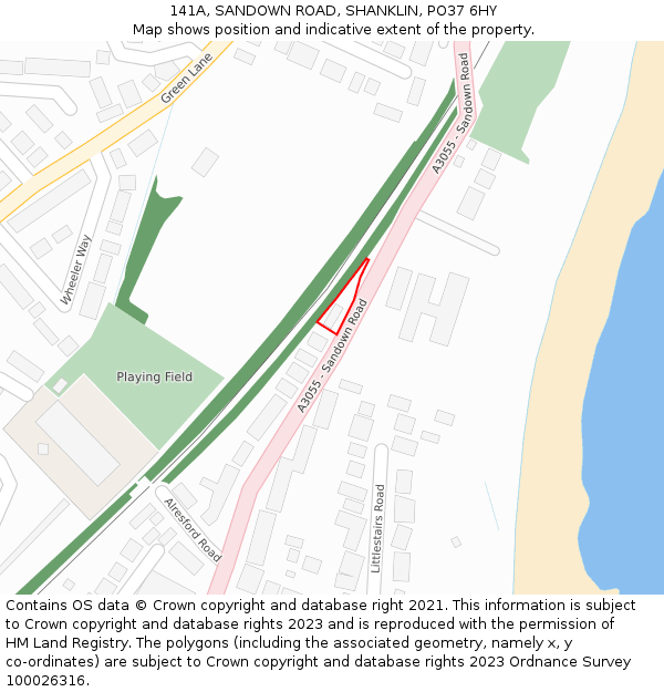 141A, SANDOWN ROAD, SHANKLIN, PO37 6HY: Location map and indicative extent of plot