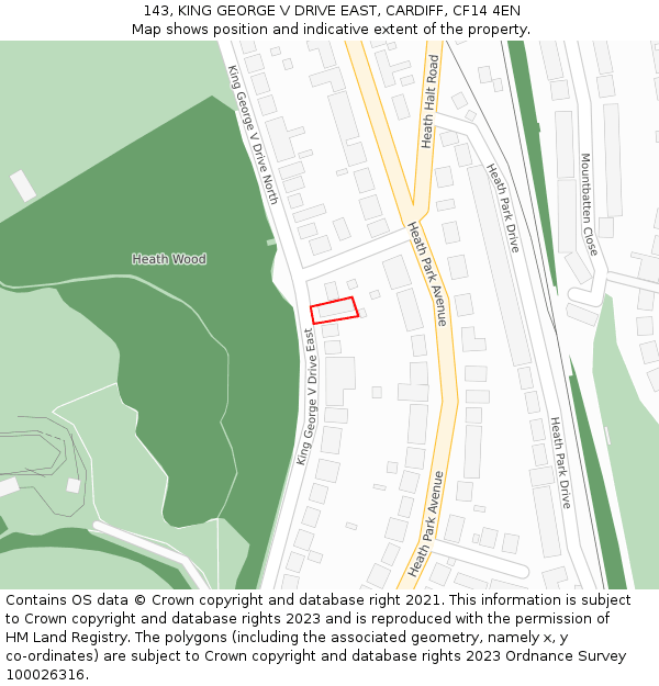 143, KING GEORGE V DRIVE EAST, CARDIFF, CF14 4EN: Location map and indicative extent of plot