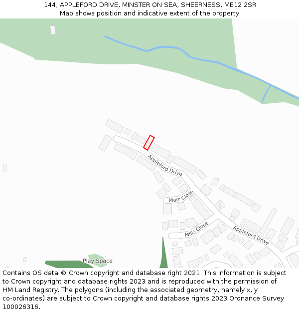 144, APPLEFORD DRIVE, MINSTER ON SEA, SHEERNESS, ME12 2SR: Location map and indicative extent of plot