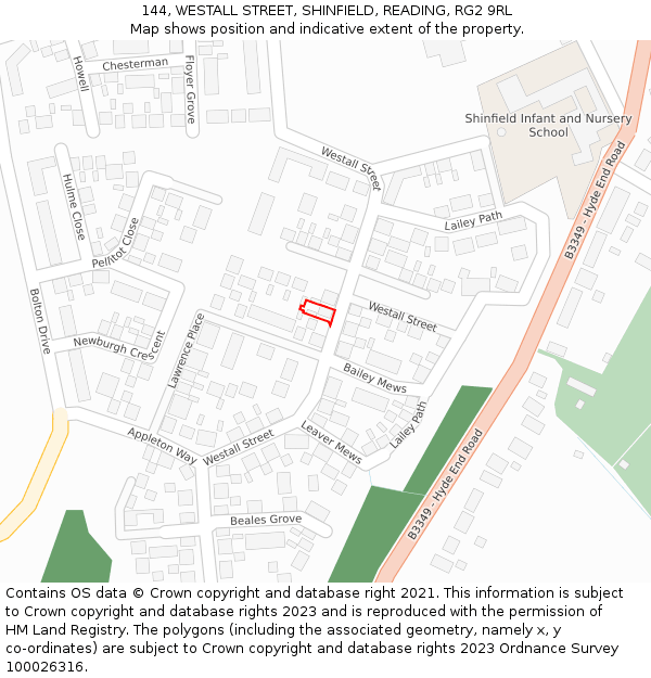 144, WESTALL STREET, SHINFIELD, READING, RG2 9RL: Location map and indicative extent of plot