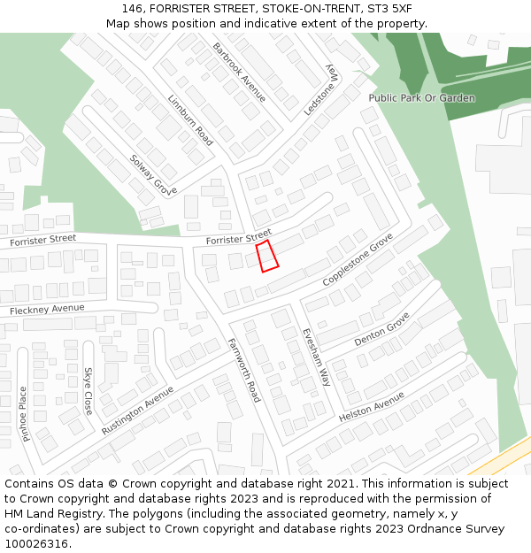 146, FORRISTER STREET, STOKE-ON-TRENT, ST3 5XF: Location map and indicative extent of plot