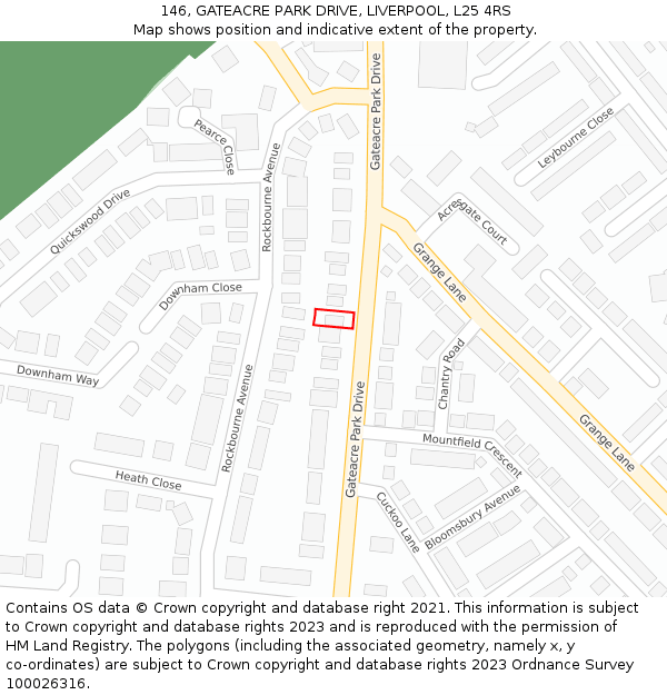 146, GATEACRE PARK DRIVE, LIVERPOOL, L25 4RS: Location map and indicative extent of plot