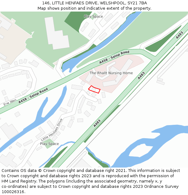 146, LITTLE HENFAES DRIVE, WELSHPOOL, SY21 7BA: Location map and indicative extent of plot