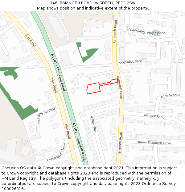 146, RAMNOTH ROAD, WISBECH, PE13 2SW: Location map and indicative extent of plot