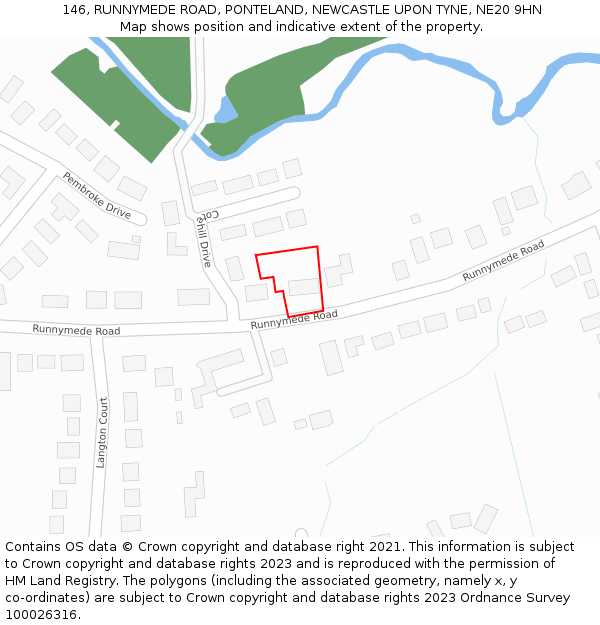 146, RUNNYMEDE ROAD, PONTELAND, NEWCASTLE UPON TYNE, NE20 9HN: Location map and indicative extent of plot